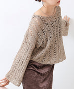 フラワーレース透かし編みトップス