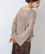 フラワーレース透かし編みトップス