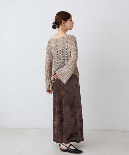 フラワーレース透かし編みトップス