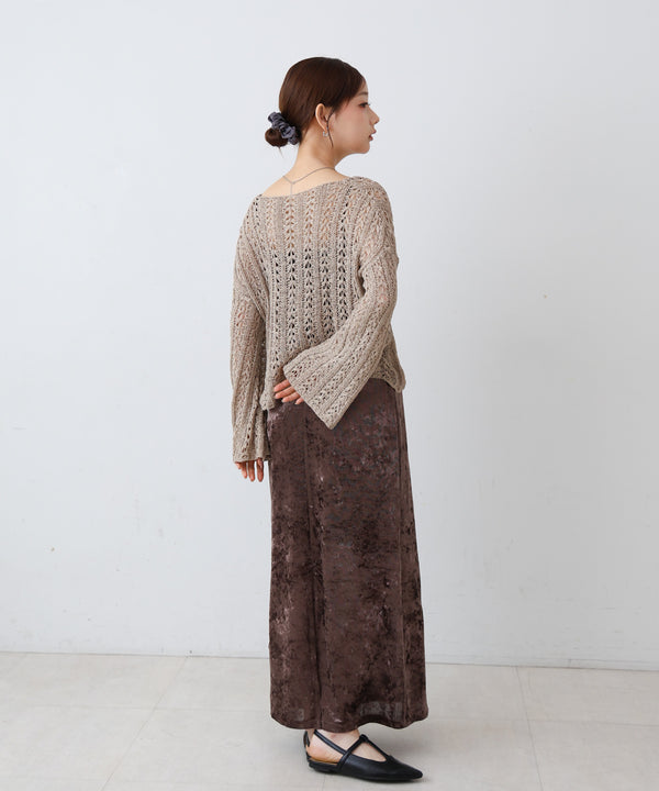 フラワーレース透かし編みトップス