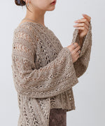 フラワーレース透かし編みトップス