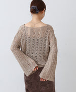 フラワーレース透かし編みトップス