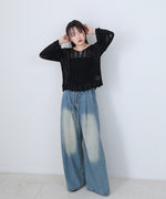 フラワーレース透かし編みトップス