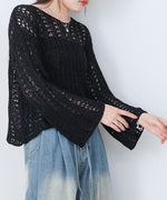 フラワーレース透かし編みトップス