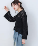 フラワーレース透かし編みトップス