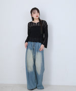 フラワーレース透かし編みトップス