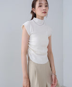 サイドギャザープチハイネックトップス