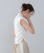 サイドギャザープチハイネックトップス