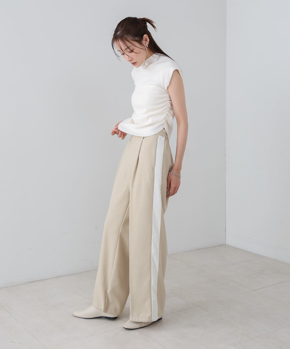 サイドギャザープチハイネックトップス