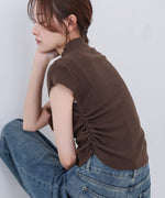 サイドギャザープチハイネックトップス