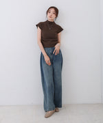 サイドギャザープチハイネックトップス