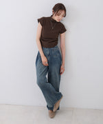 サイドギャザープチハイネックトップス