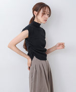 サイドギャザープチハイネックトップス
