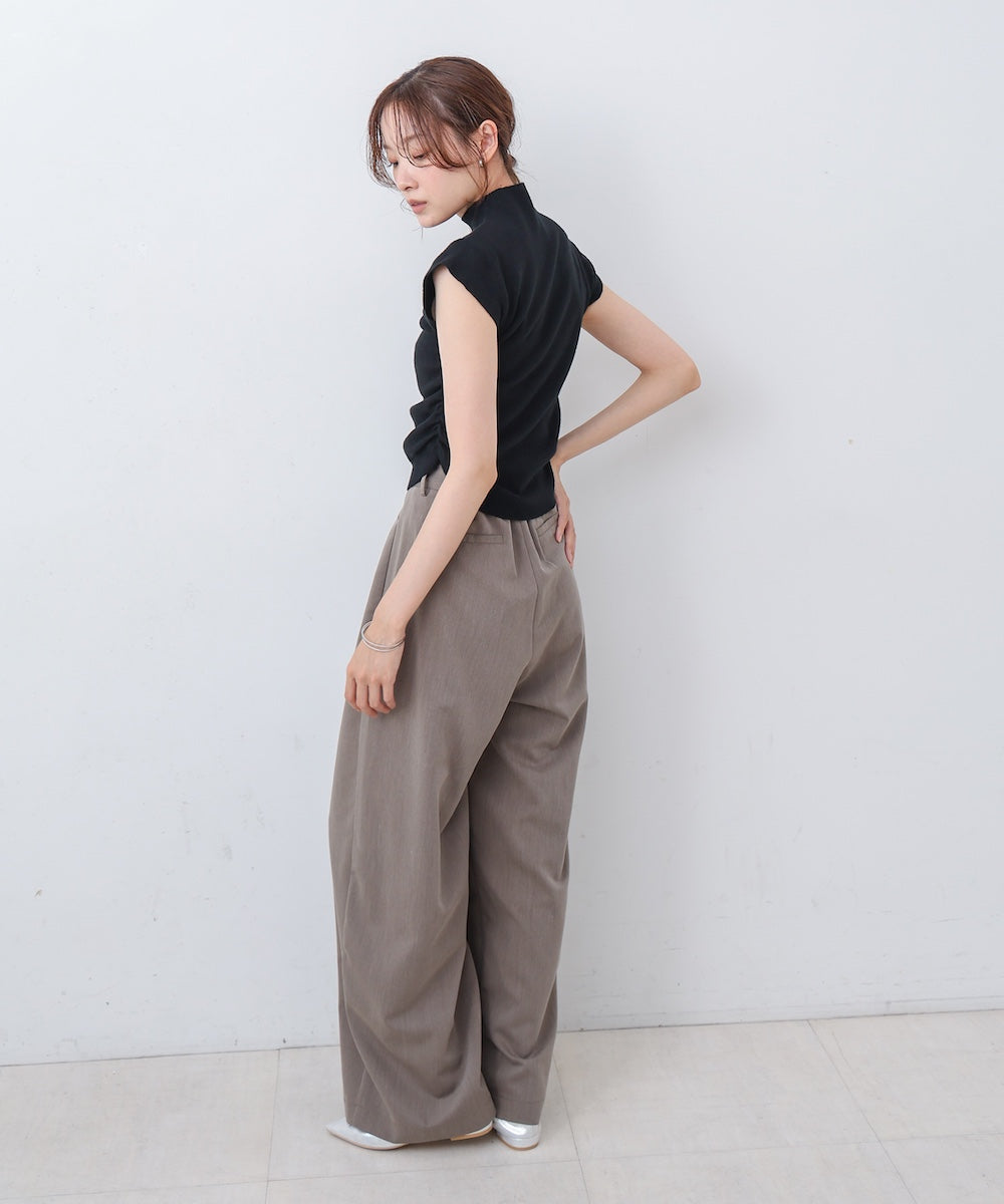 サイドギャザープチハイネックトップス