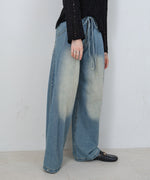 【M・Lサイズ展開】ウエストデザイン　ルーズデニムパンツ