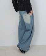 【M・Lサイズ展開】ウエストデザイン　ルーズデニムパンツ