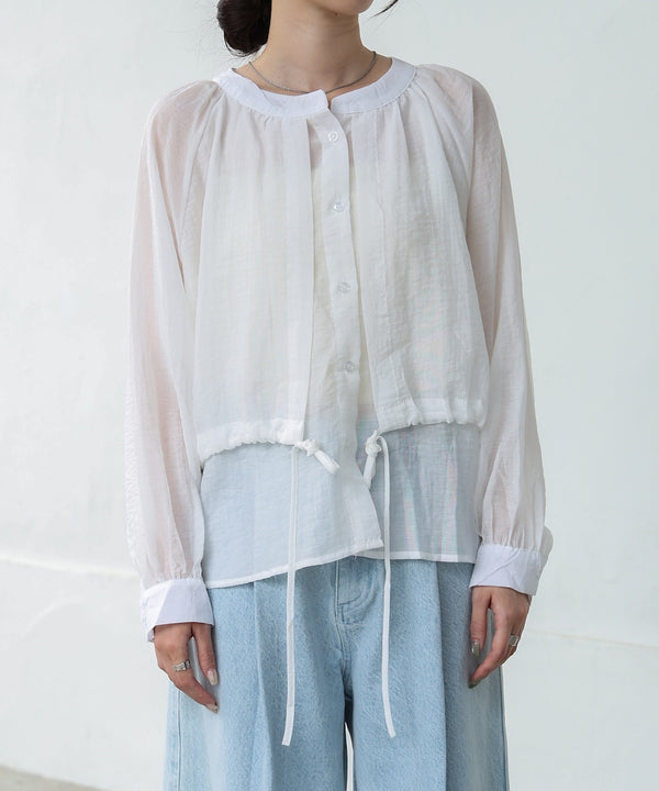 シアーレイヤードデザインシャツ