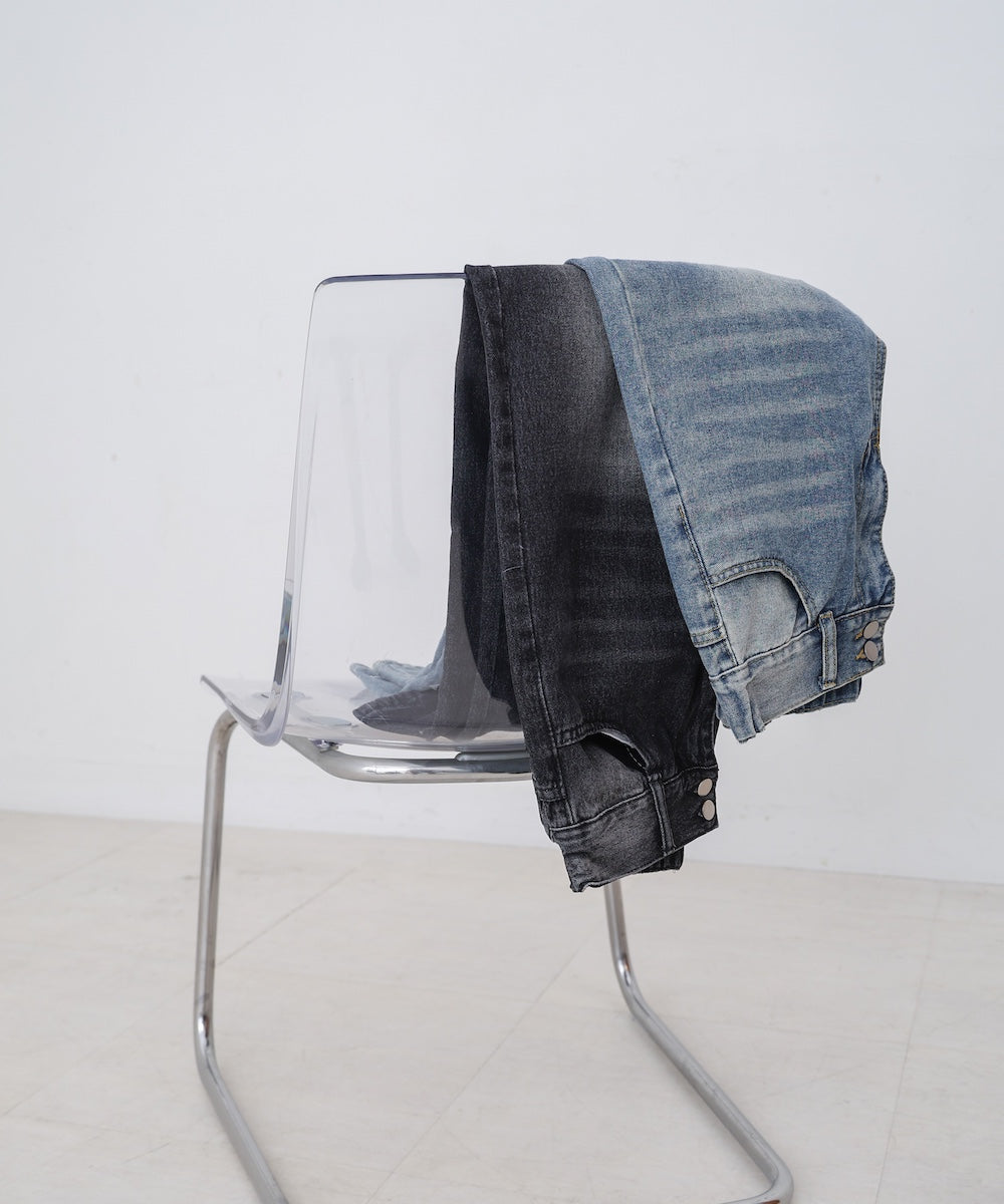 【M・Lサイズ展開】ダブルボタンデニムパンツ