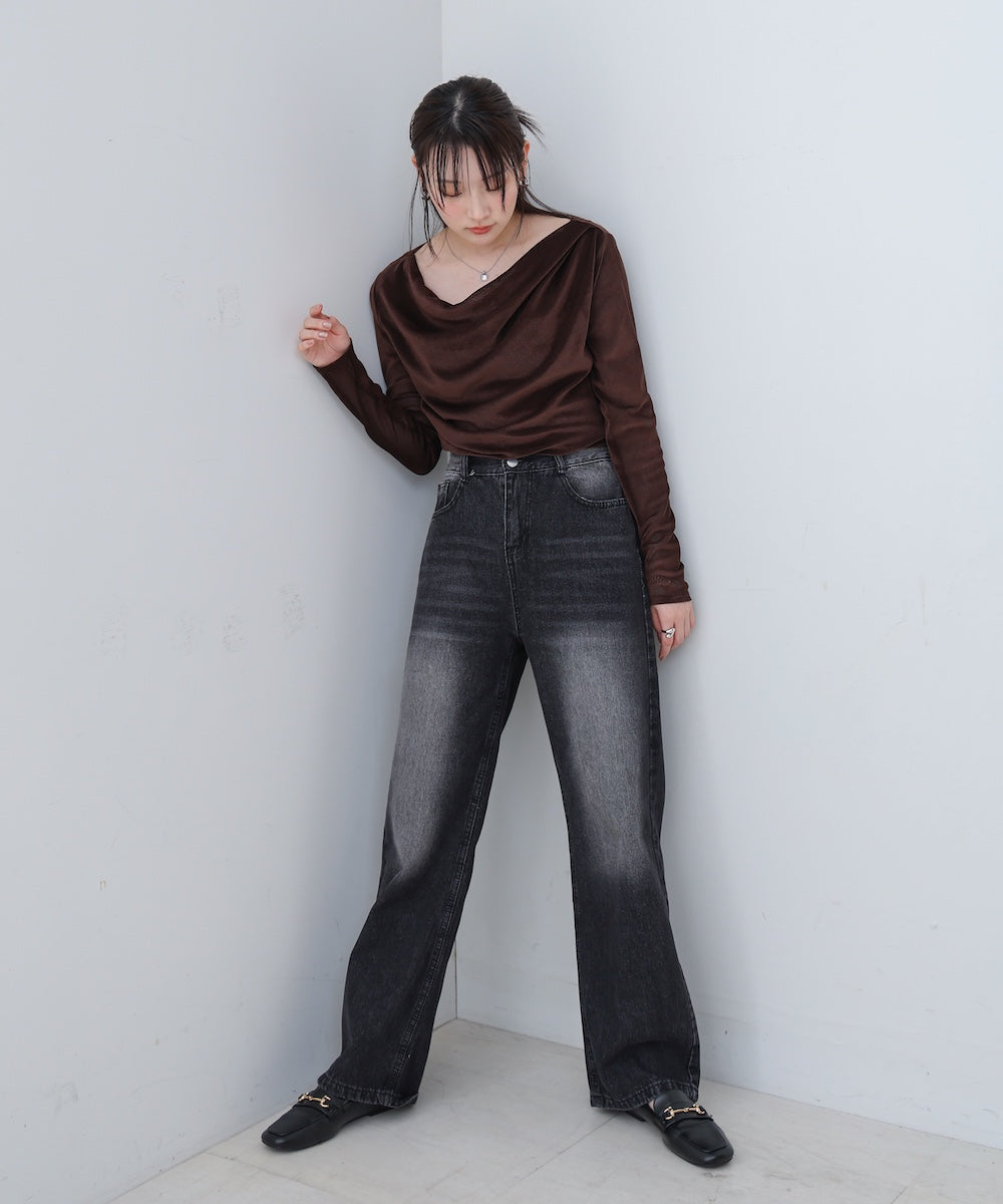 【M・Lサイズ展開】ダブルボタンデニムパンツ