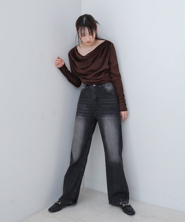 【M・Lサイズ展開】ダブルボタンデニムパンツ