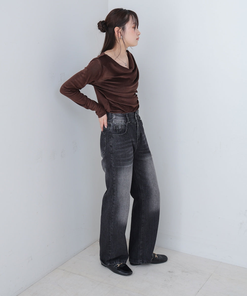 【M・Lサイズ展開】ダブルボタンデニムパンツ