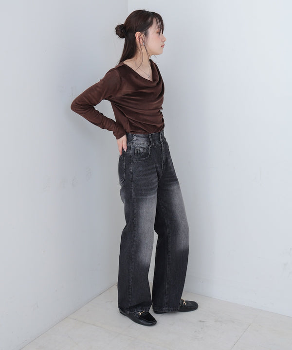 【M・Lサイズ展開】ダブルボタンデニムパンツ