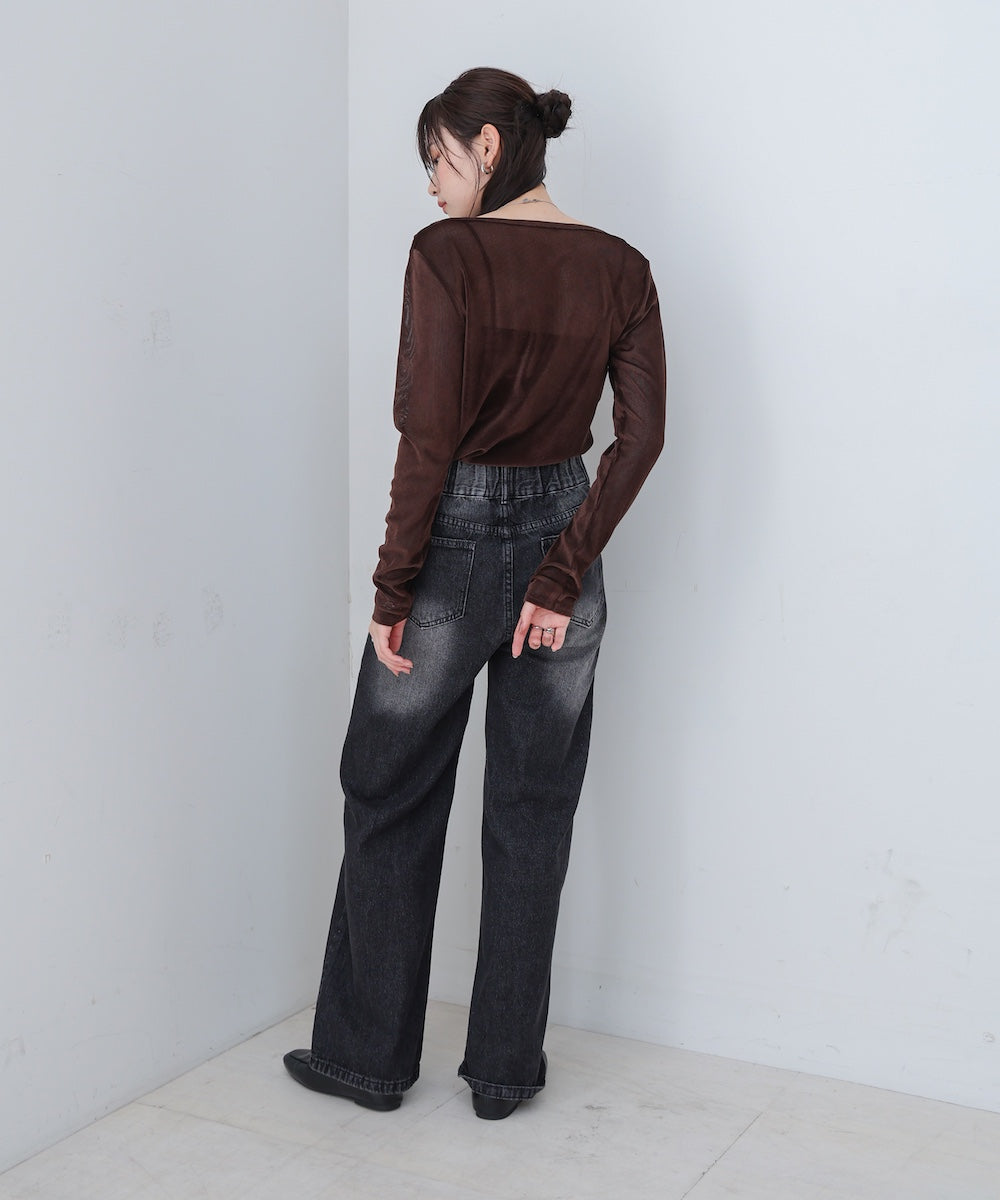 【M・Lサイズ展開】ダブルボタンデニムパンツ