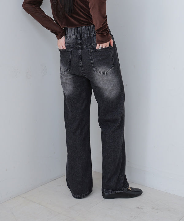 【M・Lサイズ展開】ダブルボタンデニムパンツ