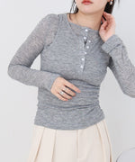 ボタンタンクセット　ヘンリーネックトップス