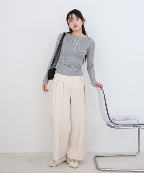 ボタンタンクセット　ヘンリーネックトップス