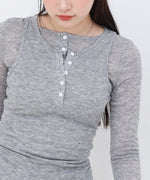 ボタンタンクセット　ヘンリーネックトップス