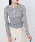 ボタンタンクセット　ヘンリーネックトップス