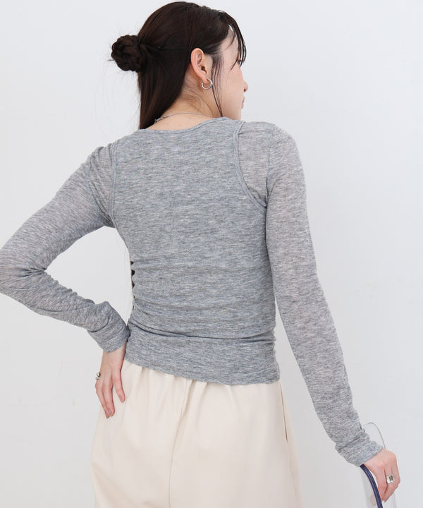 ボタンタンクセット　ヘンリーネックトップス