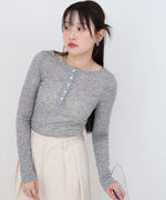 ボタンタンクセット　ヘンリーネックトップス