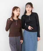 ボタンタンクセット　ヘンリーネックトップス