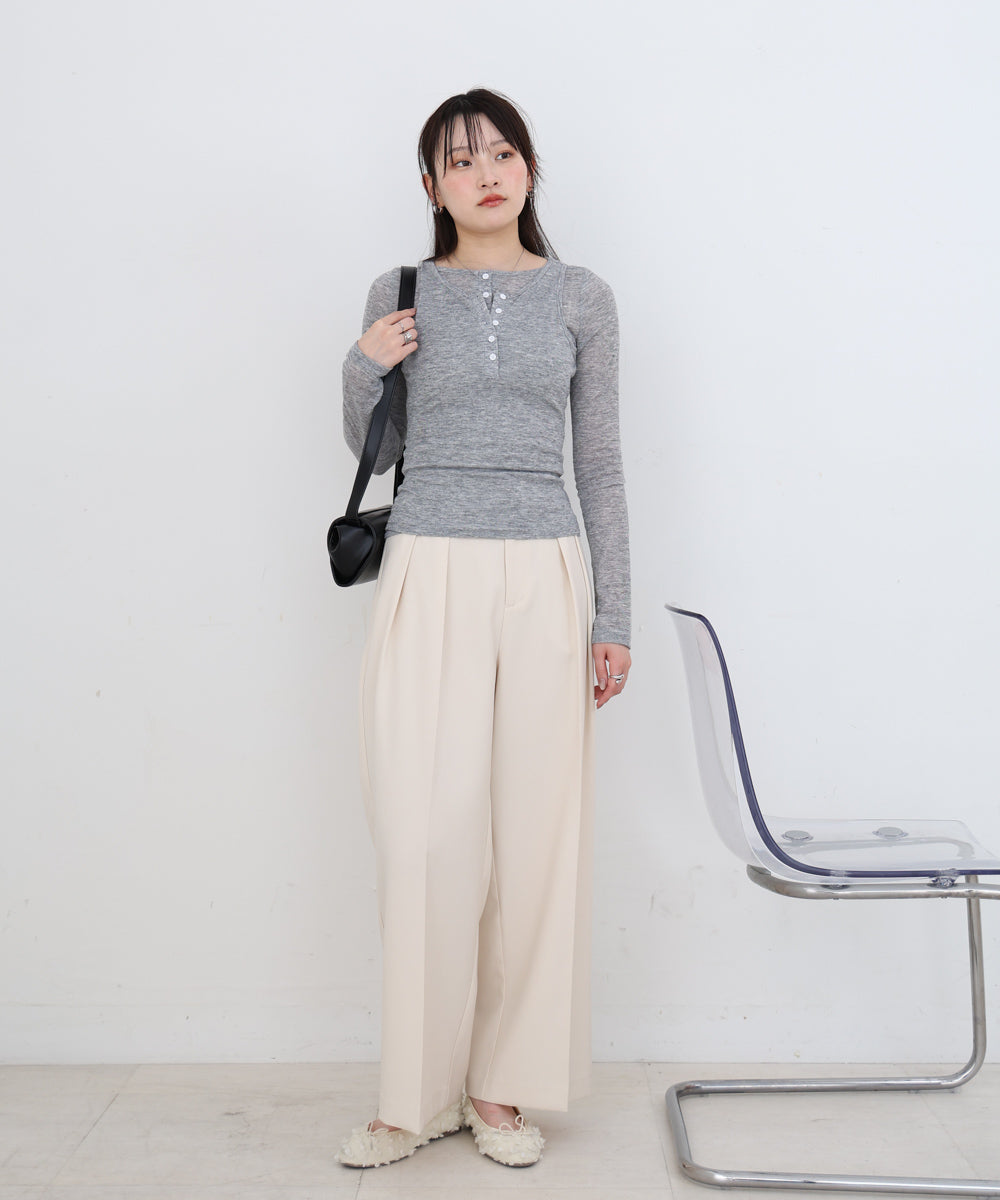 ボタンタンクセット　ヘンリーネックトップス