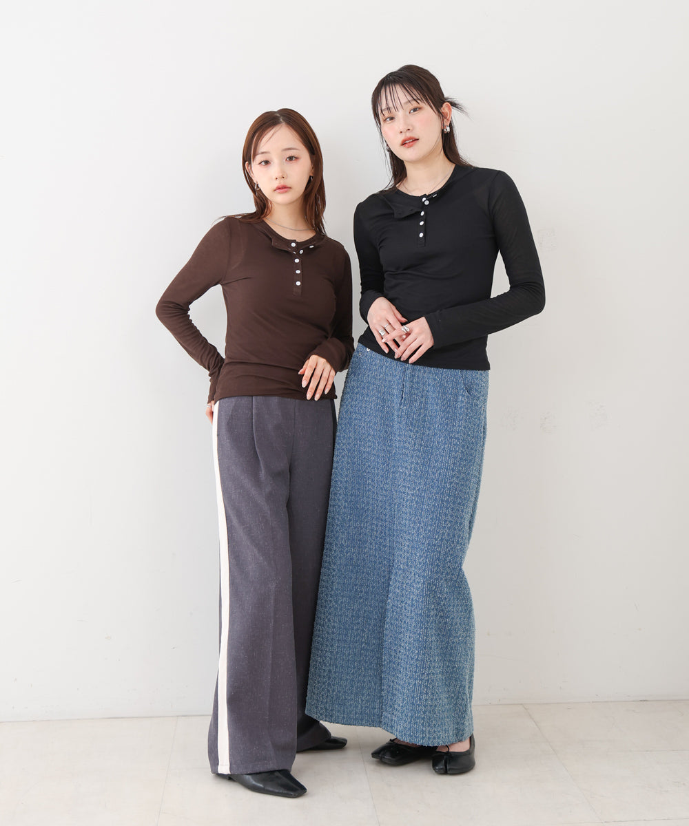 ボタンタンクセット　ヘンリーネックトップス
