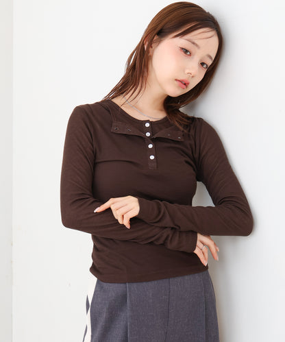 ボタンタンクセット　ヘンリーネックトップス