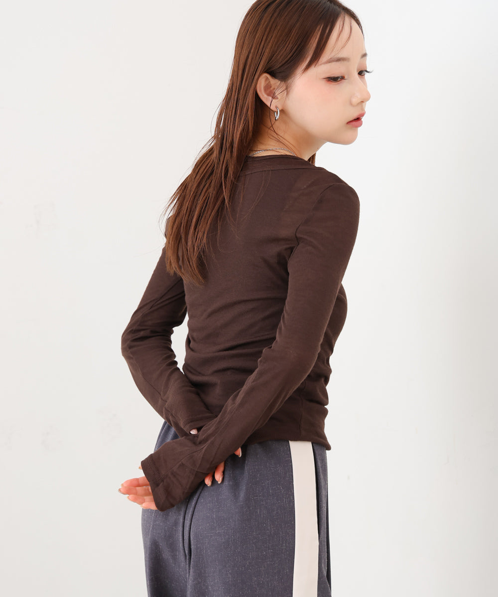 ボタンタンクセット　ヘンリーネックトップス