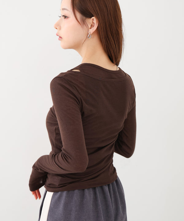 ボタンタンクセット　ヘンリーネックトップス