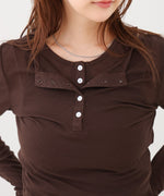 ボタンタンクセット　ヘンリーネックトップス