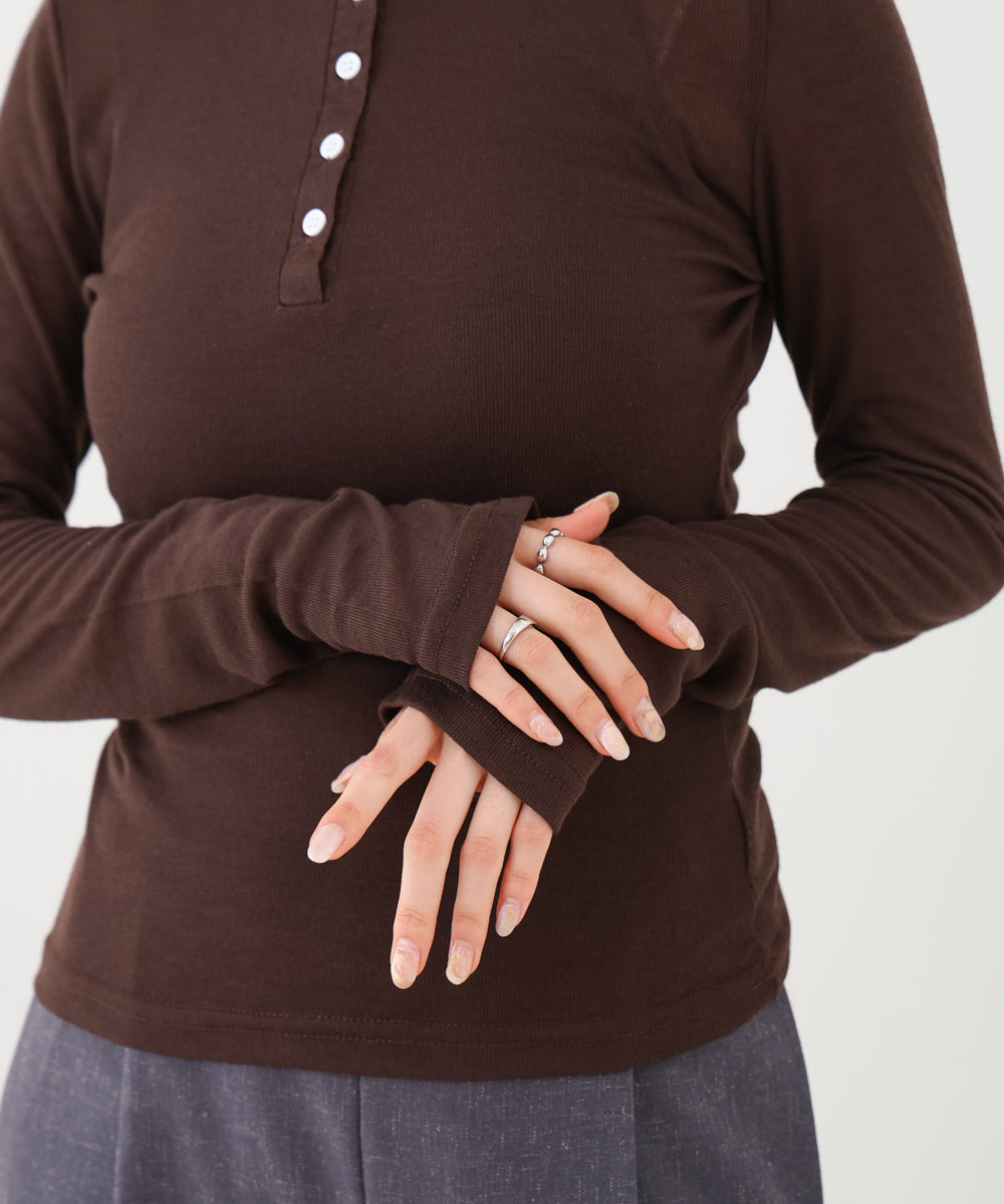 ボタンタンクセット　ヘンリーネックトップス