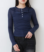 ボタンタンクセット　ヘンリーネックトップス