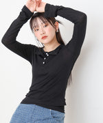 ボタンタンクセット　ヘンリーネックトップス