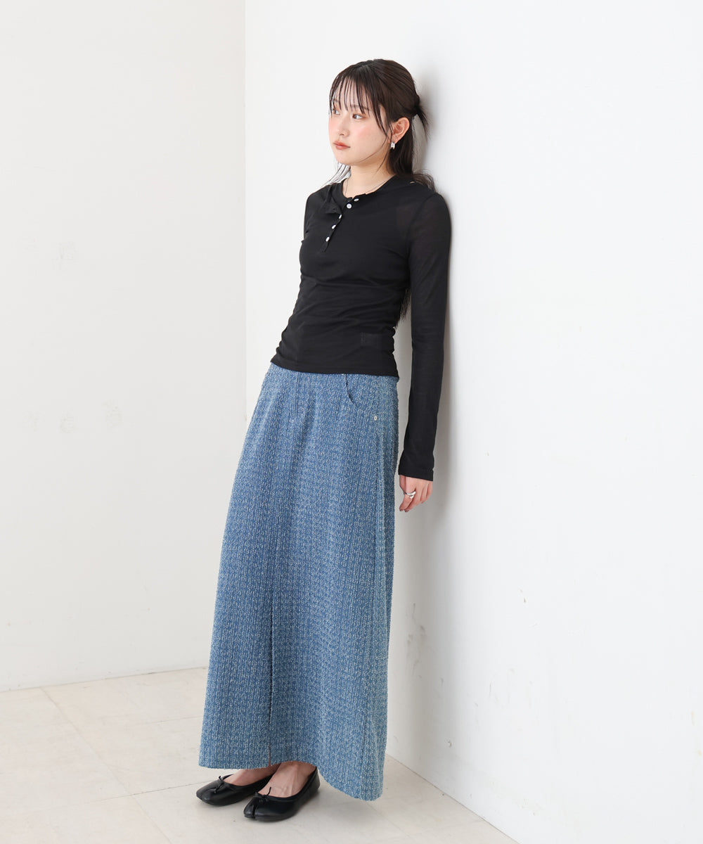 ボタンタンクセット　ヘンリーネックトップス