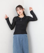 ボタンタンクセット　ヘンリーネックトップス