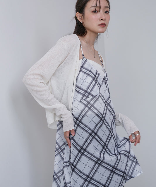 チェックシアーキャミミニワンピース