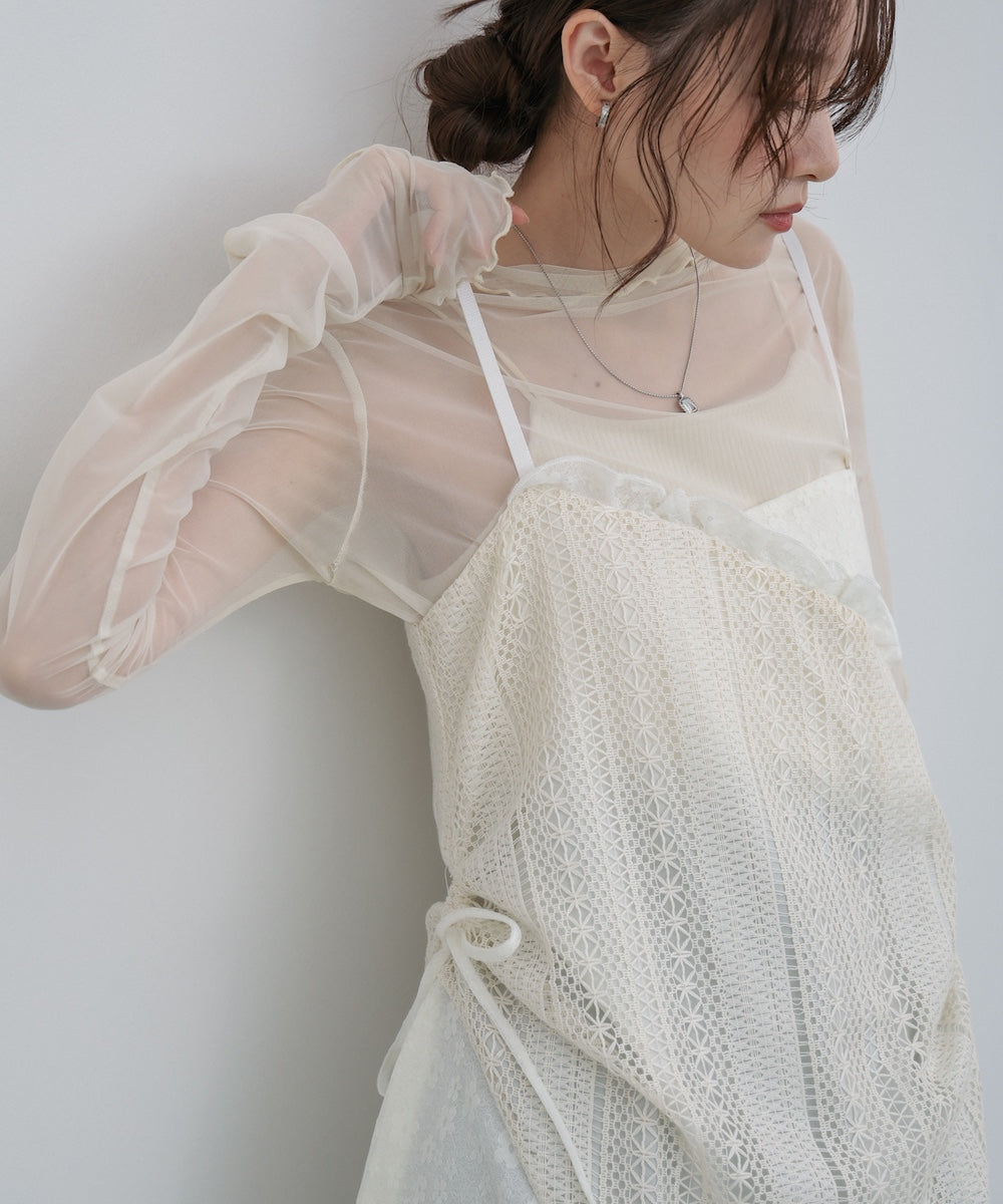 レースドッキングミニキャミワンピース