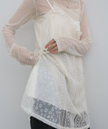 レースドッキングミニキャミワンピース