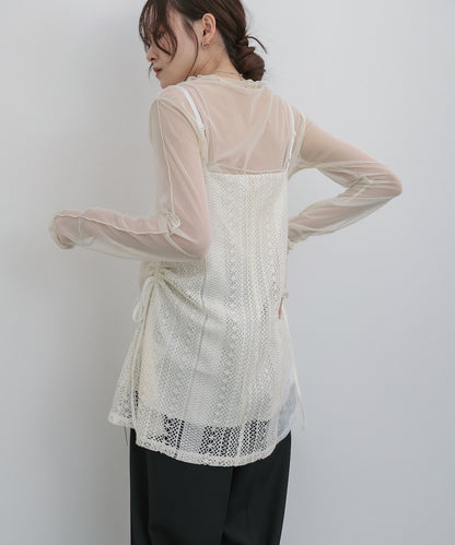 レースドッキングミニキャミワンピース